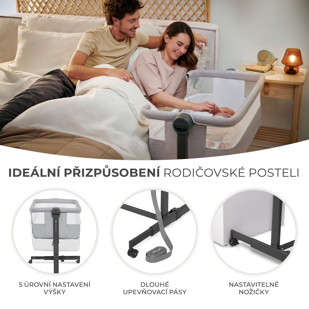 KINDERKRAFT Állítható magasságú gyermekágy Neste Up2 Full Light Grey