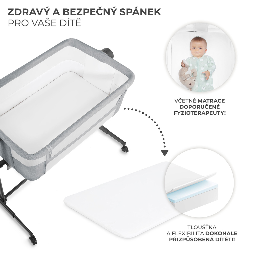 KINDERKRAFT Állítható magasságú gyermekágy Neste Up2 Full Light Grey