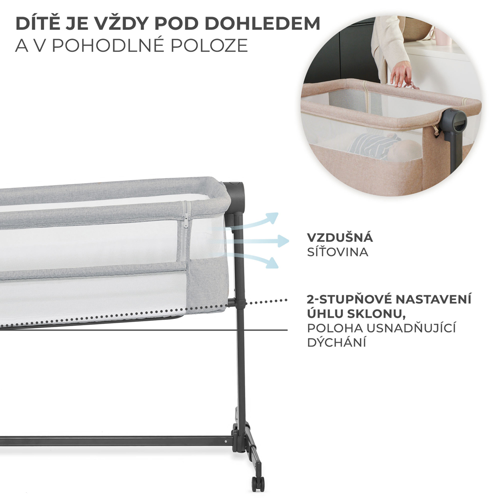 KINDERKRAFT Állítható magasságú gyermekágy Neste Up2 Full Light Grey