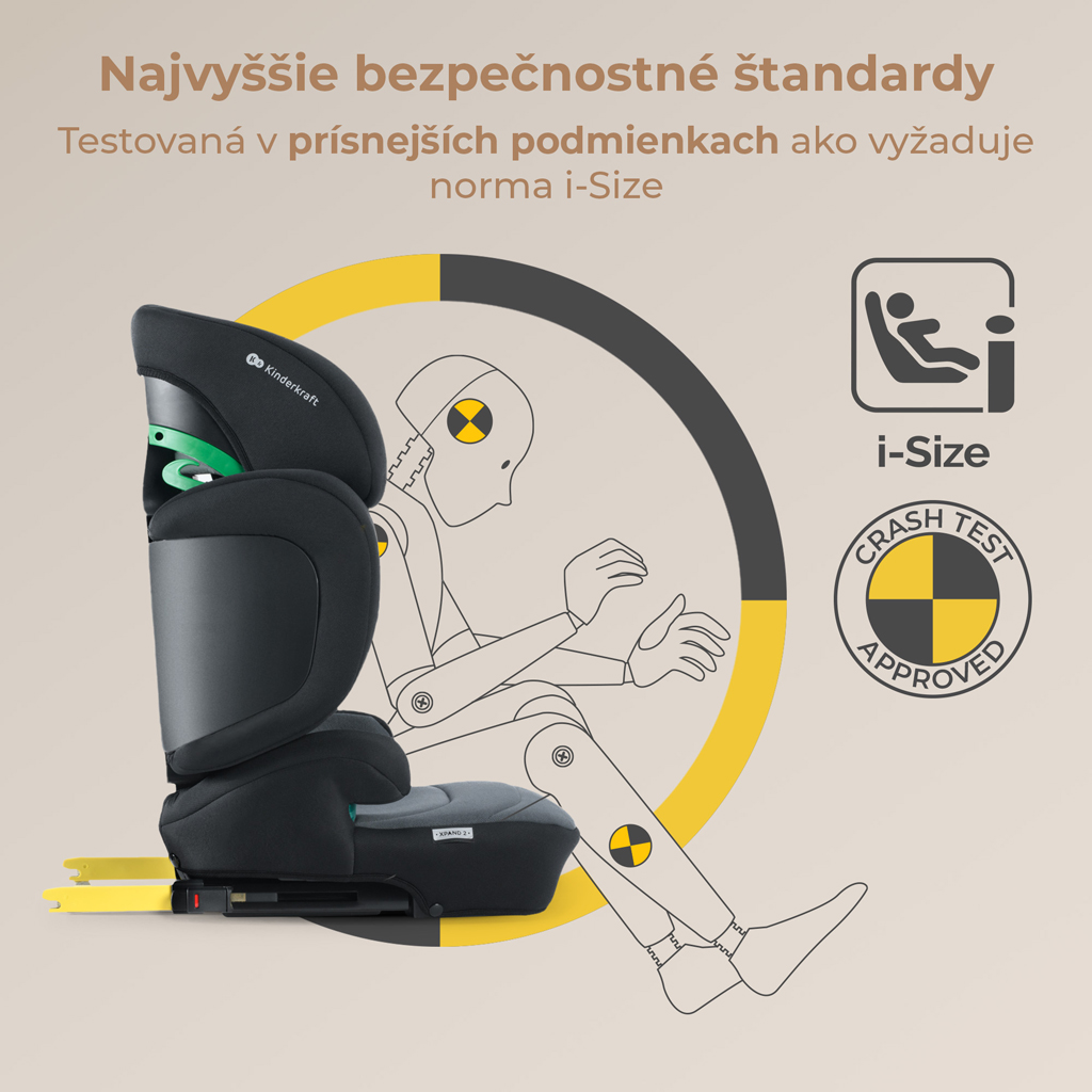 KINDERKRAFT SELECT Autósülés i-Size XPAND 2 i-Size 100-150 cm Graphite Black, Premium