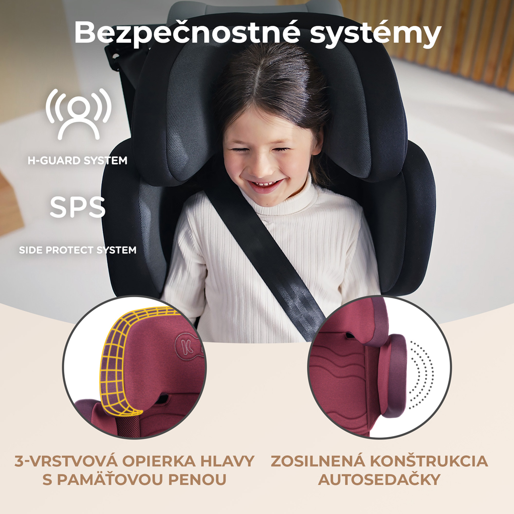 KINDERKRAFT SELECT Autósülés i-Size XPAND 2 i-Size 100-150 cm Cherry Pearl, Premium