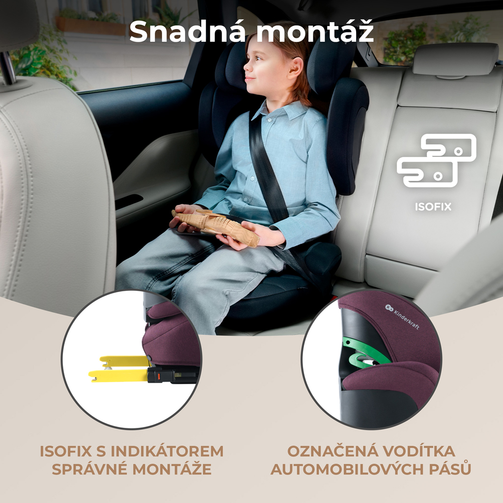 KINDERKRAFT SELECT Autósülés i-Size XPAND 2 i-Size 100-150 cm Cherry Pearl, Premium