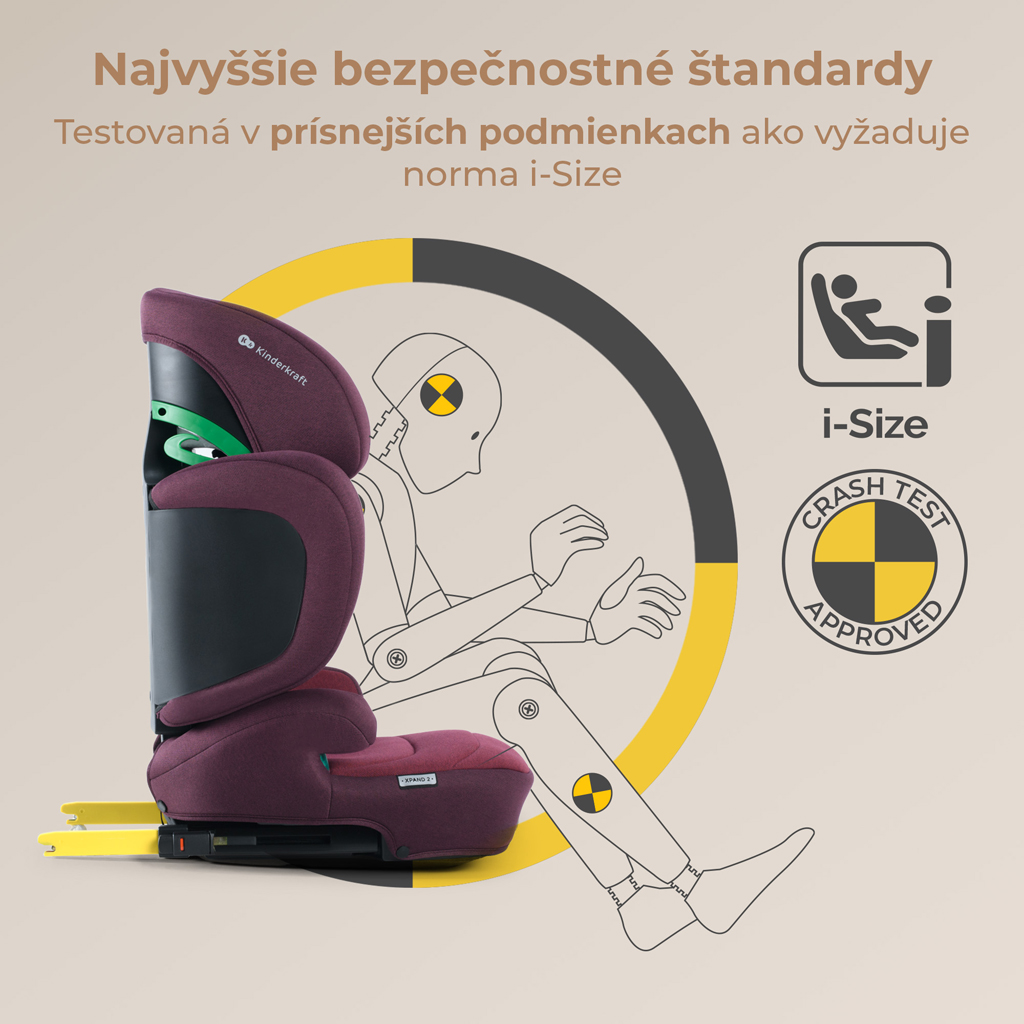 KINDERKRAFT SELECT Autósülés i-Size XPAND 2 i-Size 100-150 cm Cherry Pearl, Premium