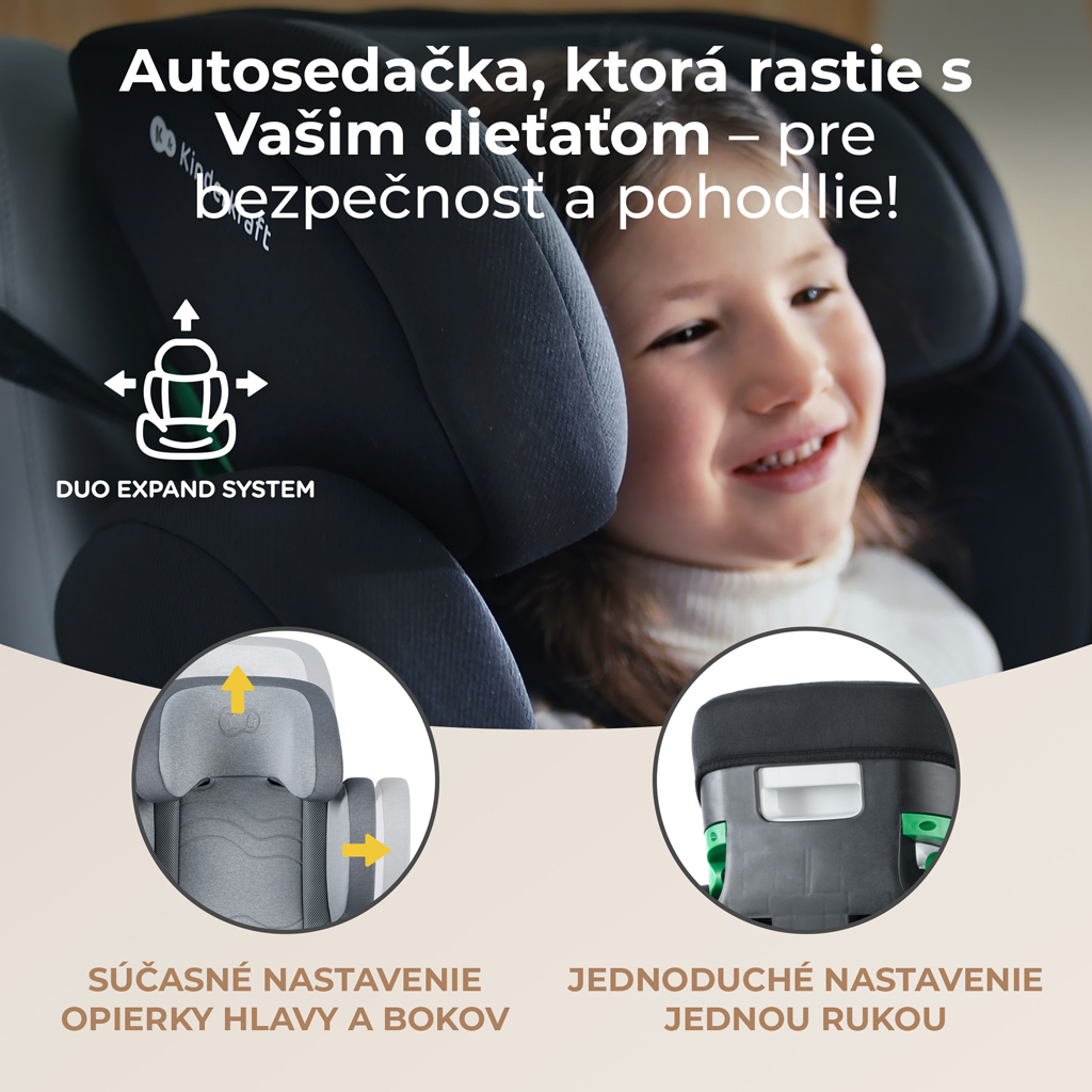 KINDERKRAFT SELECT Autósülés i-Size XPAND 2 i-Size 100-150 cm Rocket Grey, Premium