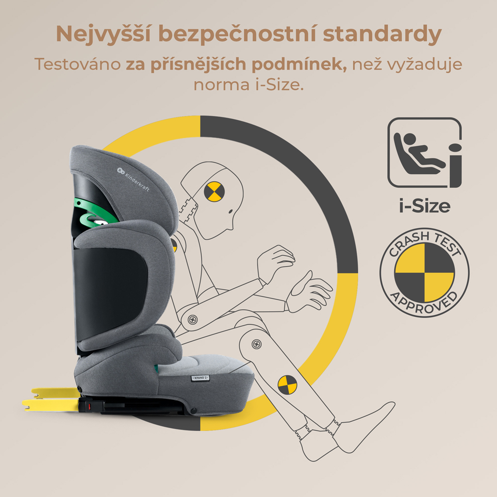 KINDERKRAFT SELECT Autósülés i-Size XPAND 2 i-Size 100-150 cm Rocket Grey, Premium