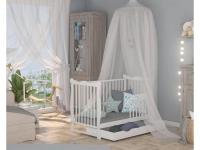 Júlia fehér kiságy 120cmx 60cm agyneműtartóval