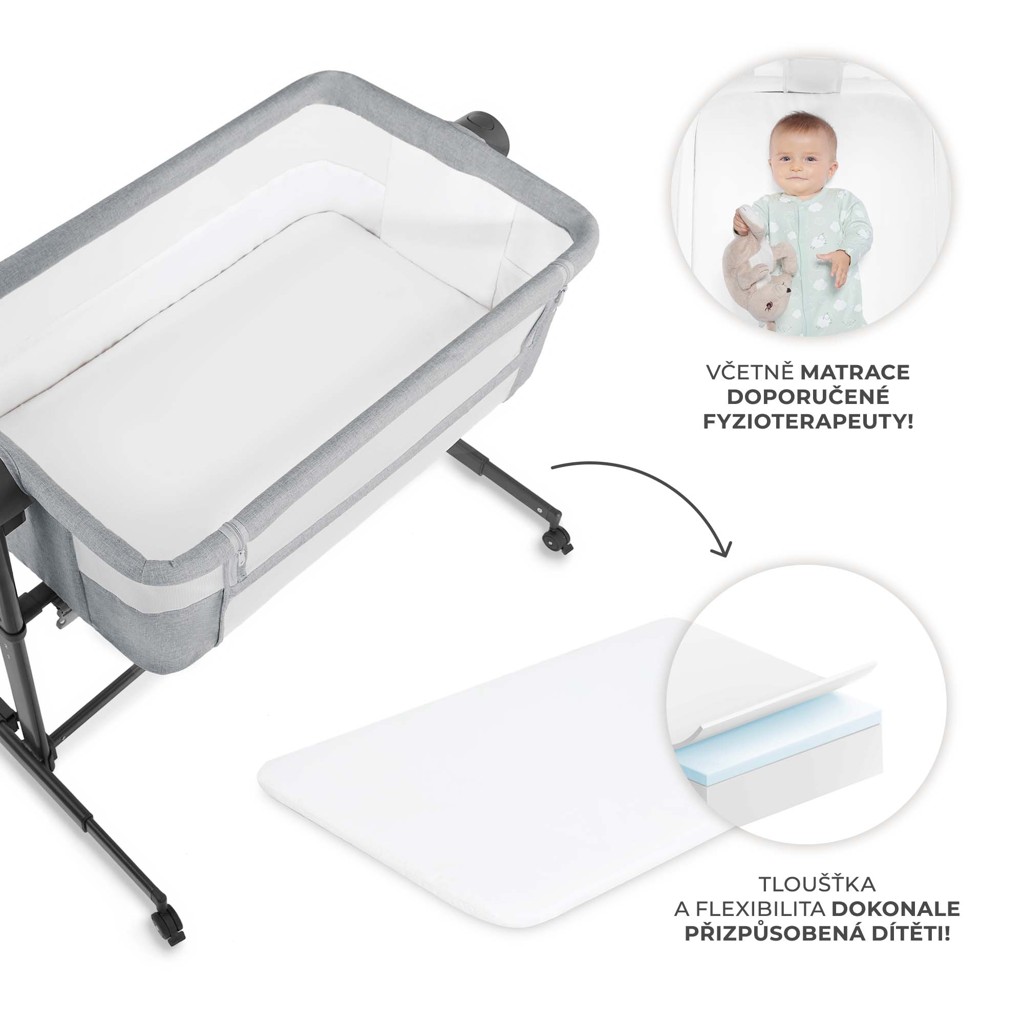 KINDERKRAFT Gyerekágy állítható Nestee Up2 Világosszürke