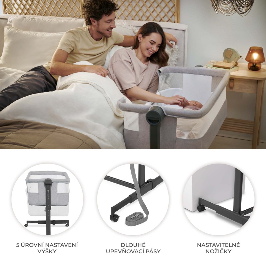 KINDERKRAFT Gyerekágy állítható Nestee Up2 Világosszürke