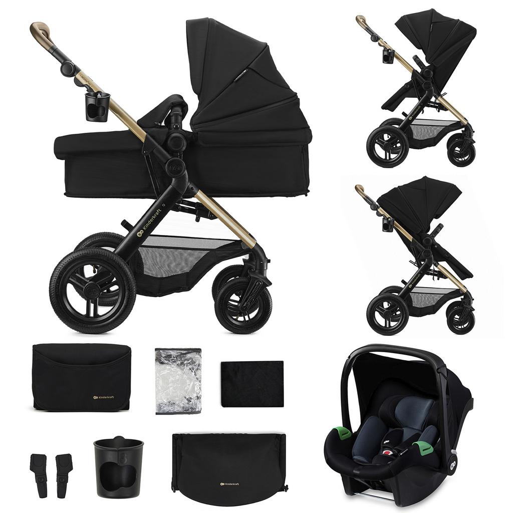 KINDERKRAFT Kombinált babakocsi 3 az 1-ben Moov 2 XL Air Fekete