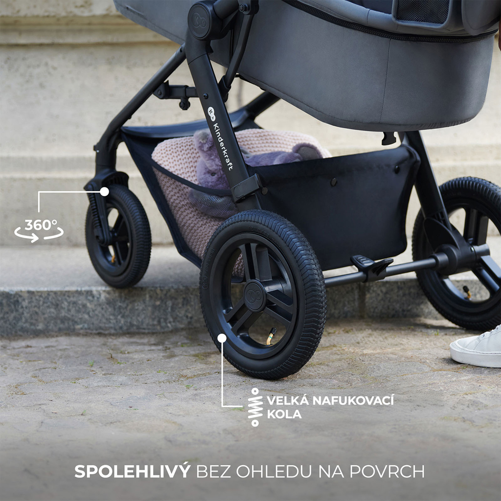 KINDERKRAFT Kombinált babakocsi 3 az 1-ben Moov 2 XL Air Fekete