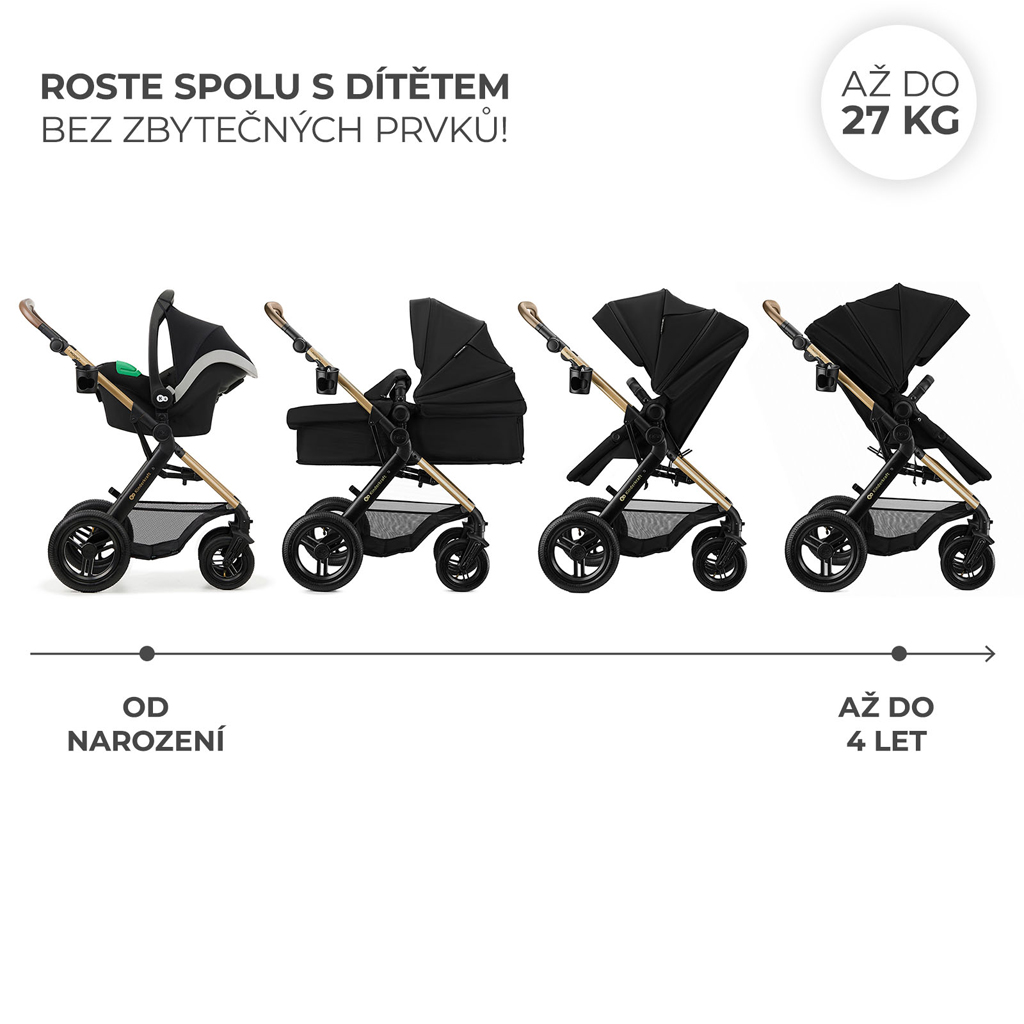 KINDERKRAFT Kombinált babakocsi 3 az 1-ben Moov 2 XL Air Fekete