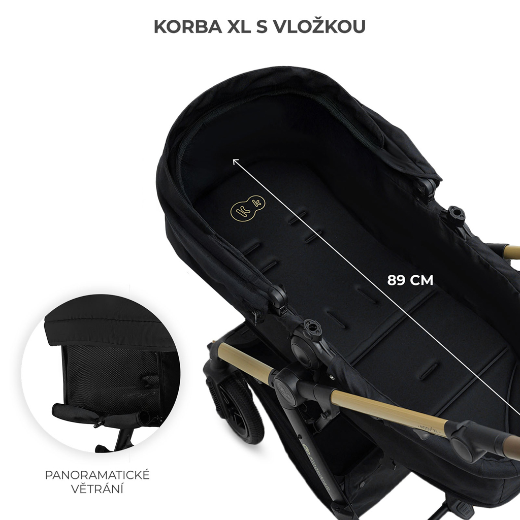 KINDERKRAFT Kombinált babakocsi 3 az 1-ben Moov 2 XL Air Fekete