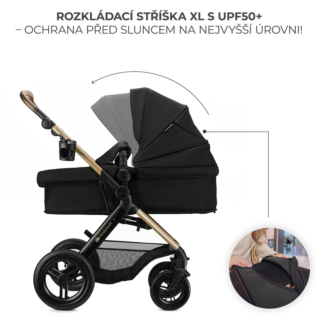 KINDERKRAFT Kombinált babakocsi 3 az 1-ben Moov 2 XL Air Fekete