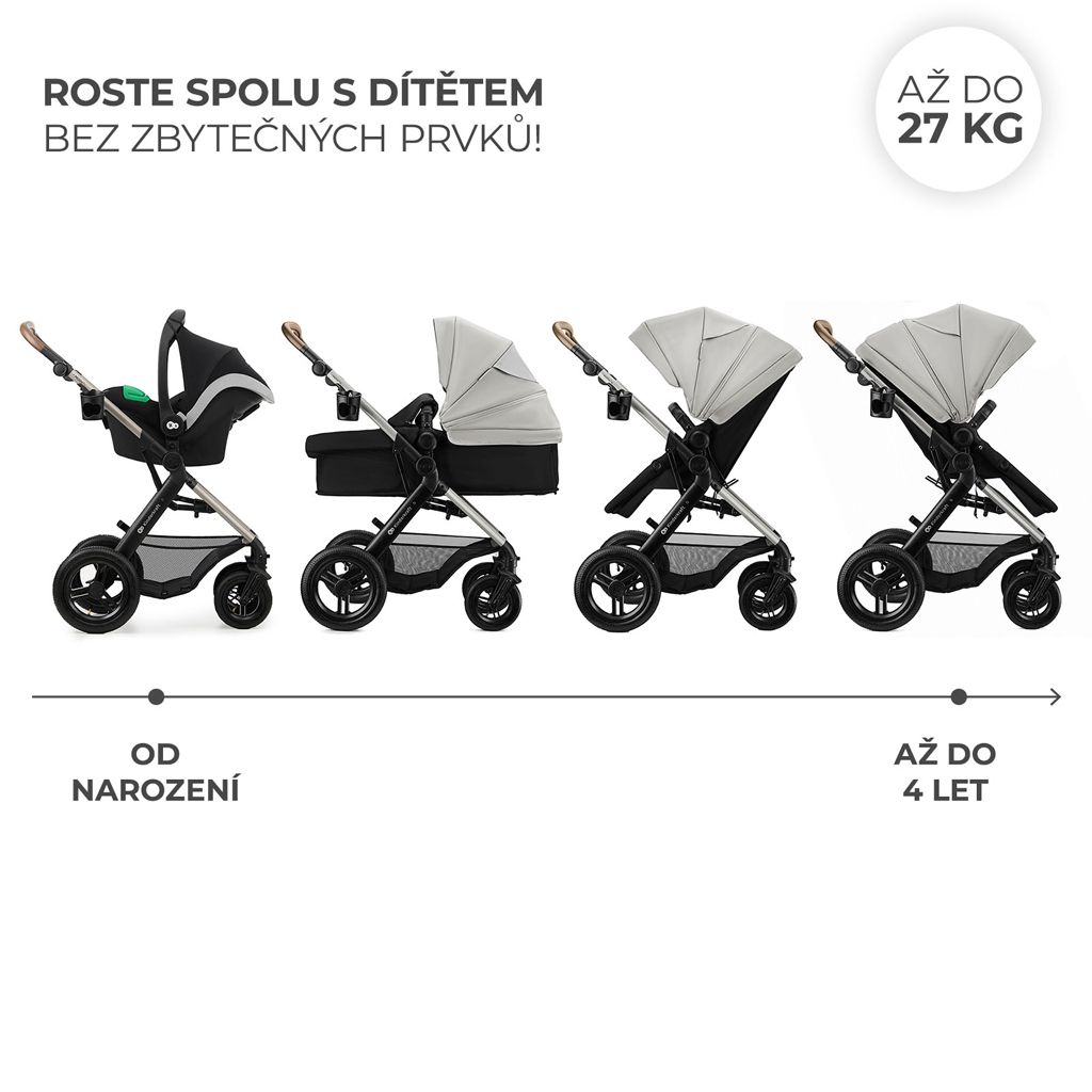 KINDERKRAFT Kombinált babakocsi 3 az 1-ben Moov 2 XL Air Szürke