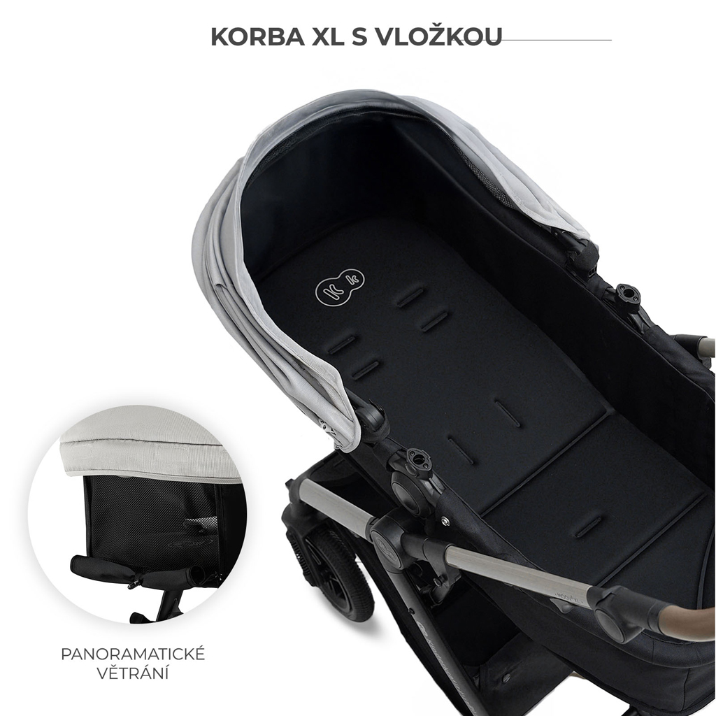 KINDERKRAFT Kombinált babakocsi 3 az 1-ben Moov 2 XL Air Szürke
