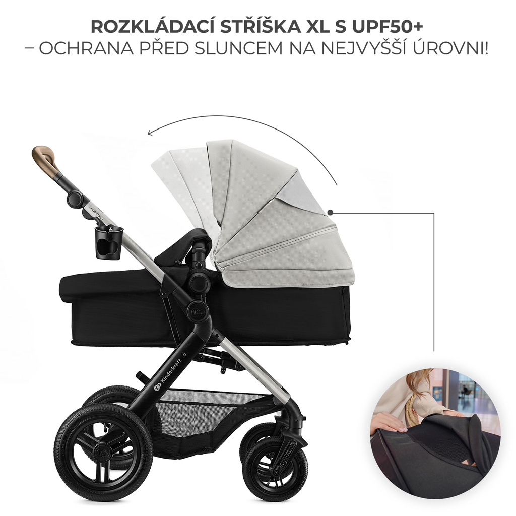 KINDERKRAFT Kombinált babakocsi 3 az 1-ben Moov 2 XL Air Szürke