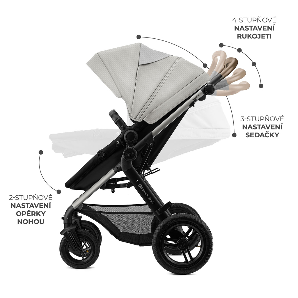KINDERKRAFT Kombinált babakocsi 3 az 1-ben Moov 2 XL Air Szürke