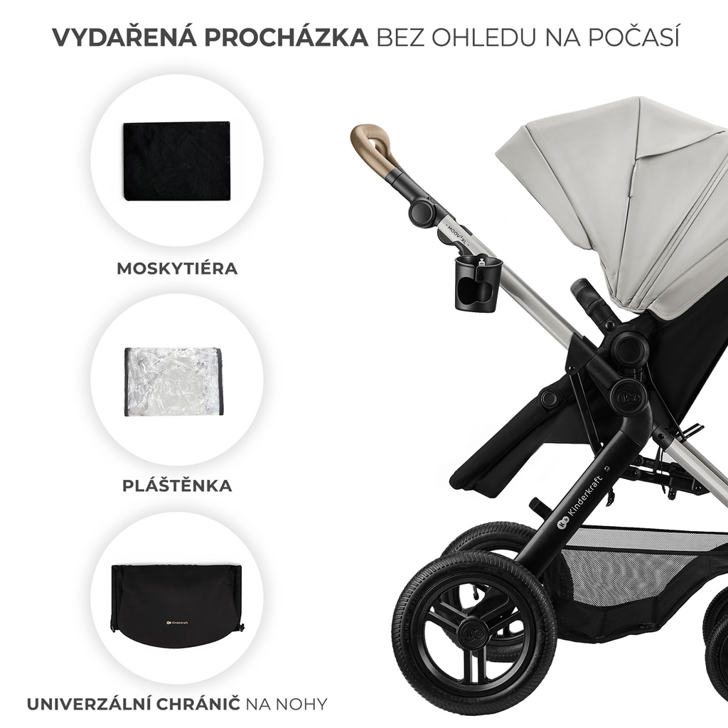 KINDERKRAFT Kombinált babakocsi 3 az 1-ben Moov 2 XL Air Szürke