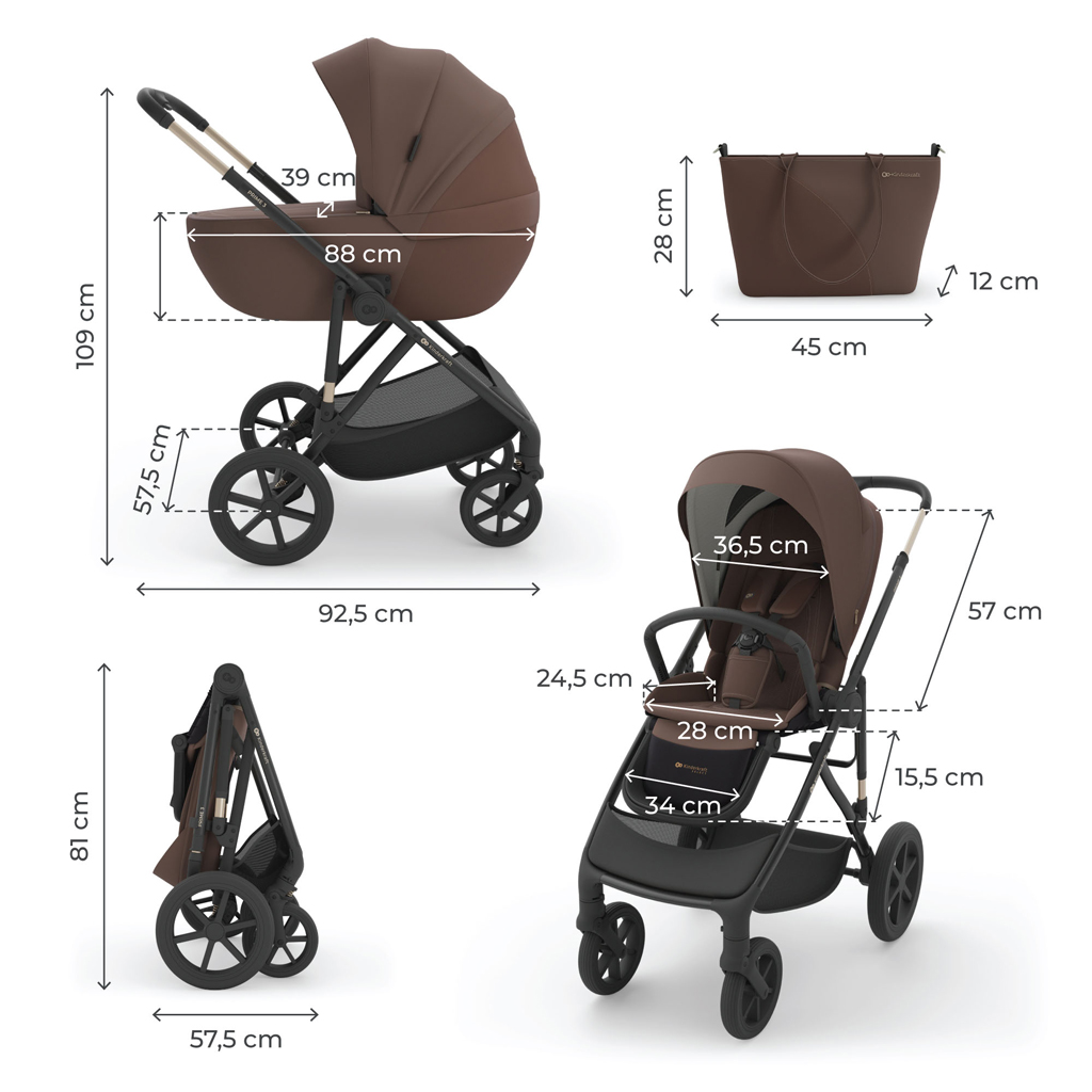 KINDERKRAFT Kombinált babakocsi 3 az 1-ben Prime 3 Velvet Mocca