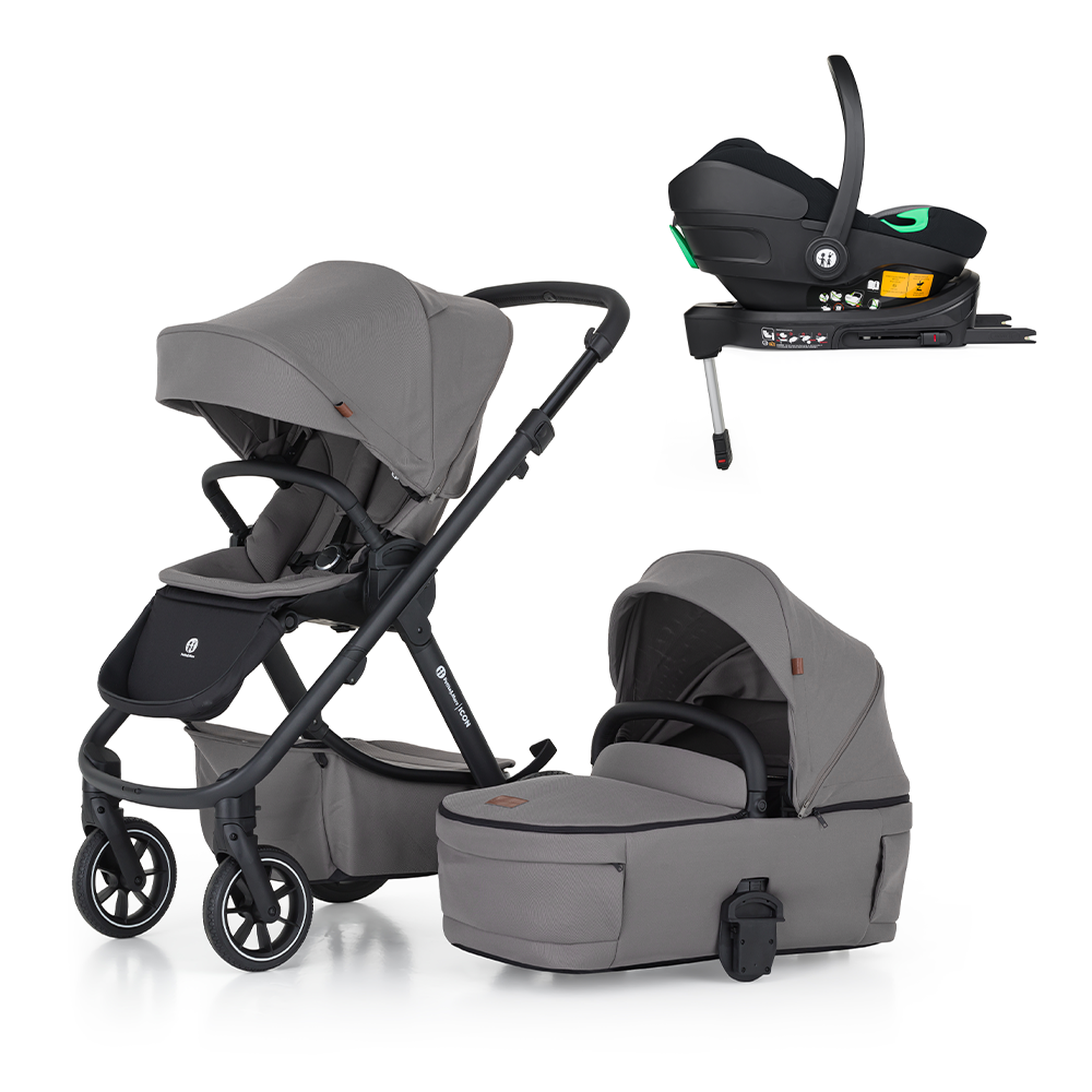 PETITE&amp;amp;amp;amp;amp;amp;amp;amp;MARS Kombinált babakocsi  ICON 2in1 Dove Grey LITE RWS + Core Pro i-Size Black Grey  + Bázis