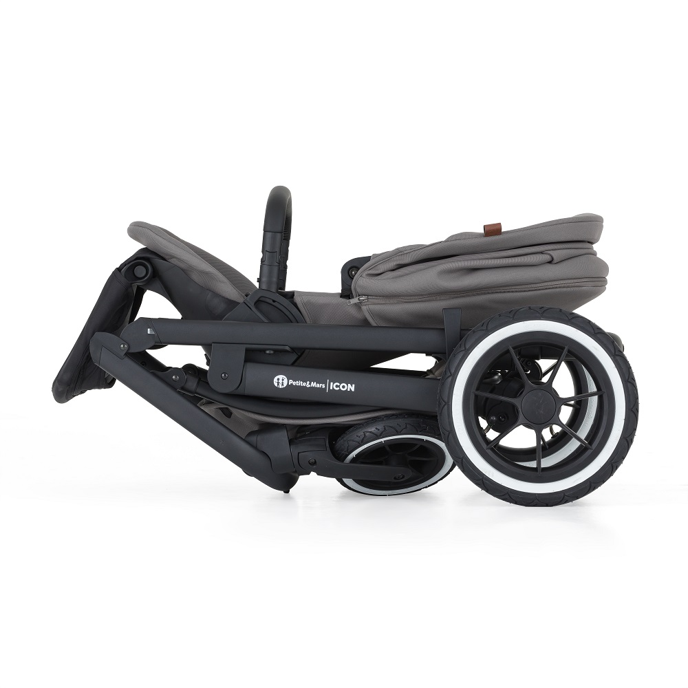 PETITE&amp;amp;amp;amp;amp;amp;amp;amp;amp;amp;amp;MARS Kombinált babakocsi ICON 2in1 Dove Grey XXL AIR + Core Pro i-Size Black Grey  + Bázis