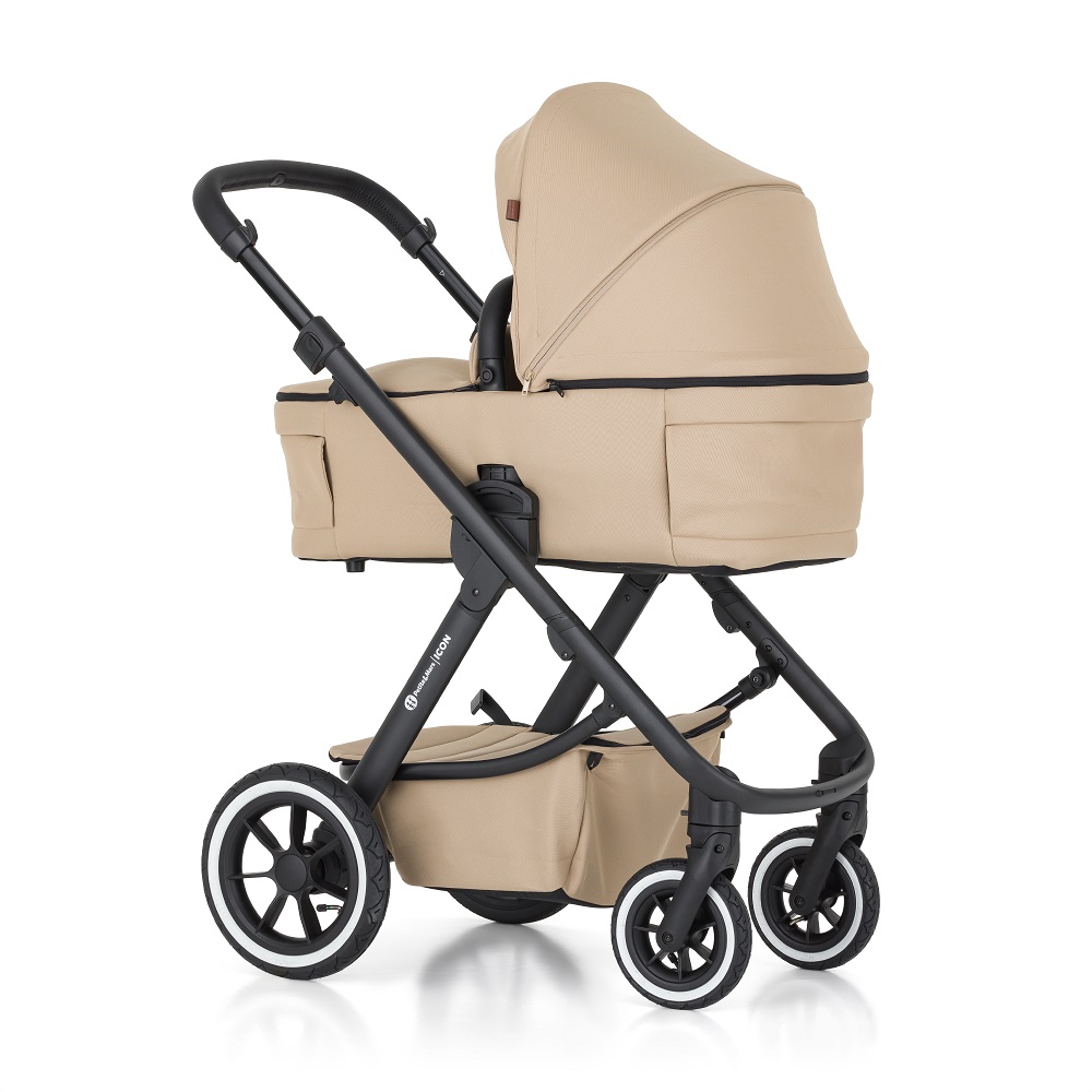 PETITE&amp;amp;amp;amp;amp;amp;MARS Kombinált babakocsi ICON 2in1 Mocha Beige LITE AIR + Core Pro i-Size Black Grey + Bázis
