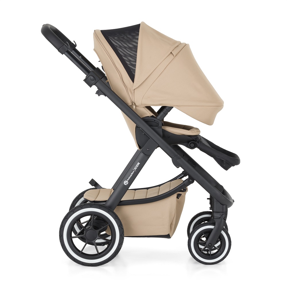 PETITE&amp;amp;amp;amp;amp;amp;amp;MARS Kombinált babakocsi ICON 2in1 Mocha Beige LITE AIR + Core Pro i-Size Black Grey + Bázis