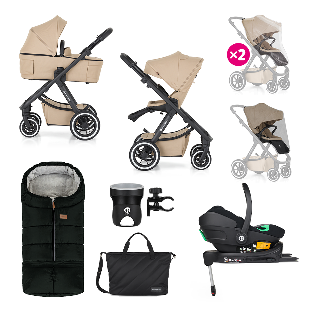 PETITE&amp;amp;amp;amp;amp;amp;amp;amp;amp;amp;amp;amp;amp;amp;amp;amp;amp;amp;amp;amp;amp;amp;amp;amp;amp;amp;amp;amp;amp;MARS Kombinált babakocsi ICON 2in1 Mocha Beige XXL AIR + Core Pro i-Size Black Grey  + Bázis
