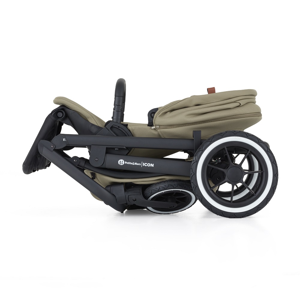 PETITE&amp;amp;amp;amp;amp;amp;amp;amp;amp;amp;amp;amp;amp;amp;MARS Kombinált babakocsi ICON 2in1 Mossy Green XXL AIR + Core Pro i-Size Black Grey  + Bázis