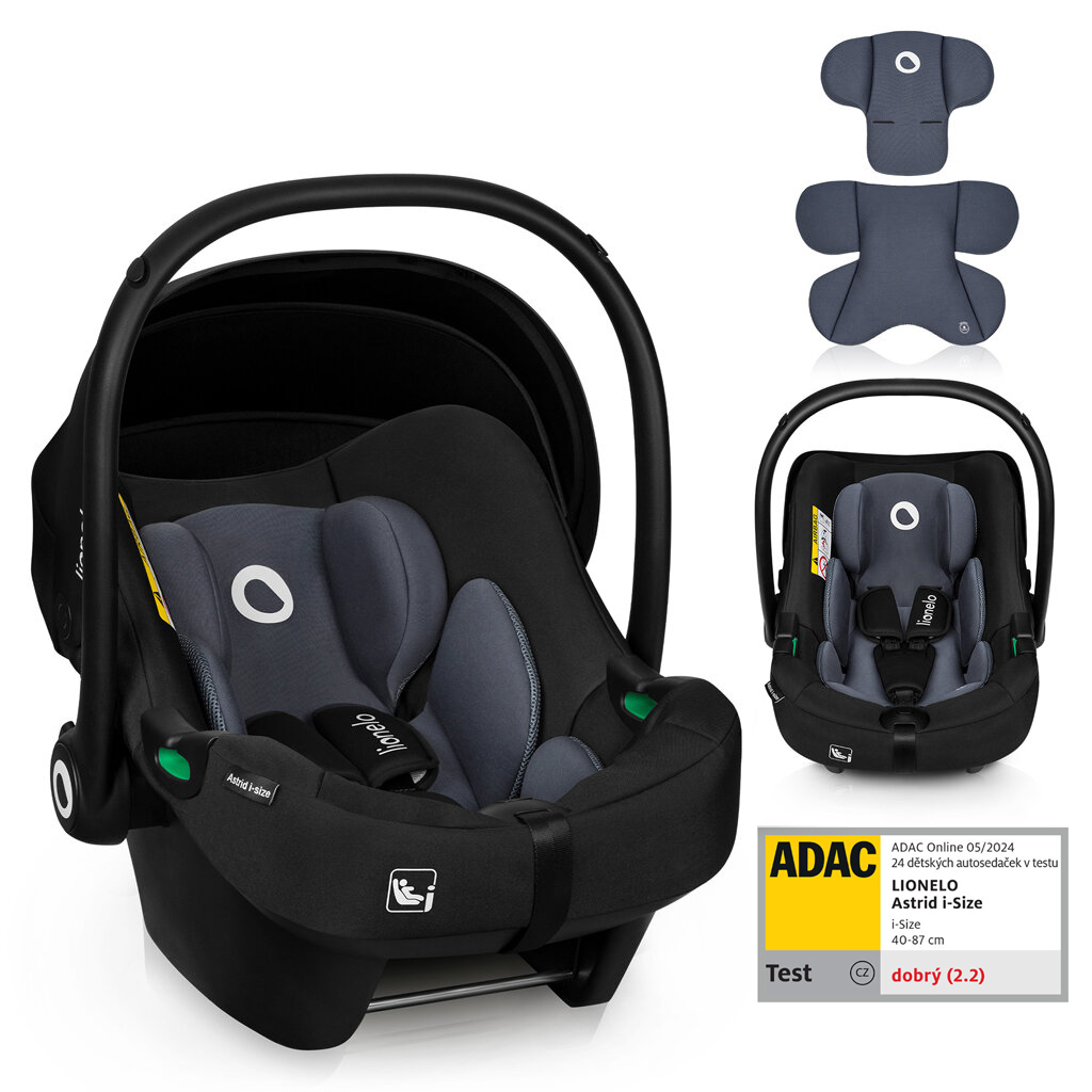 LIONELO Astrid i-Size autósülés (40-87 cm) Fekete Szürke