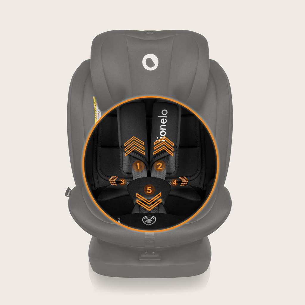 LIONELO Bastiaan i-Size autósülés (40-150 cm) Fekete Szürke