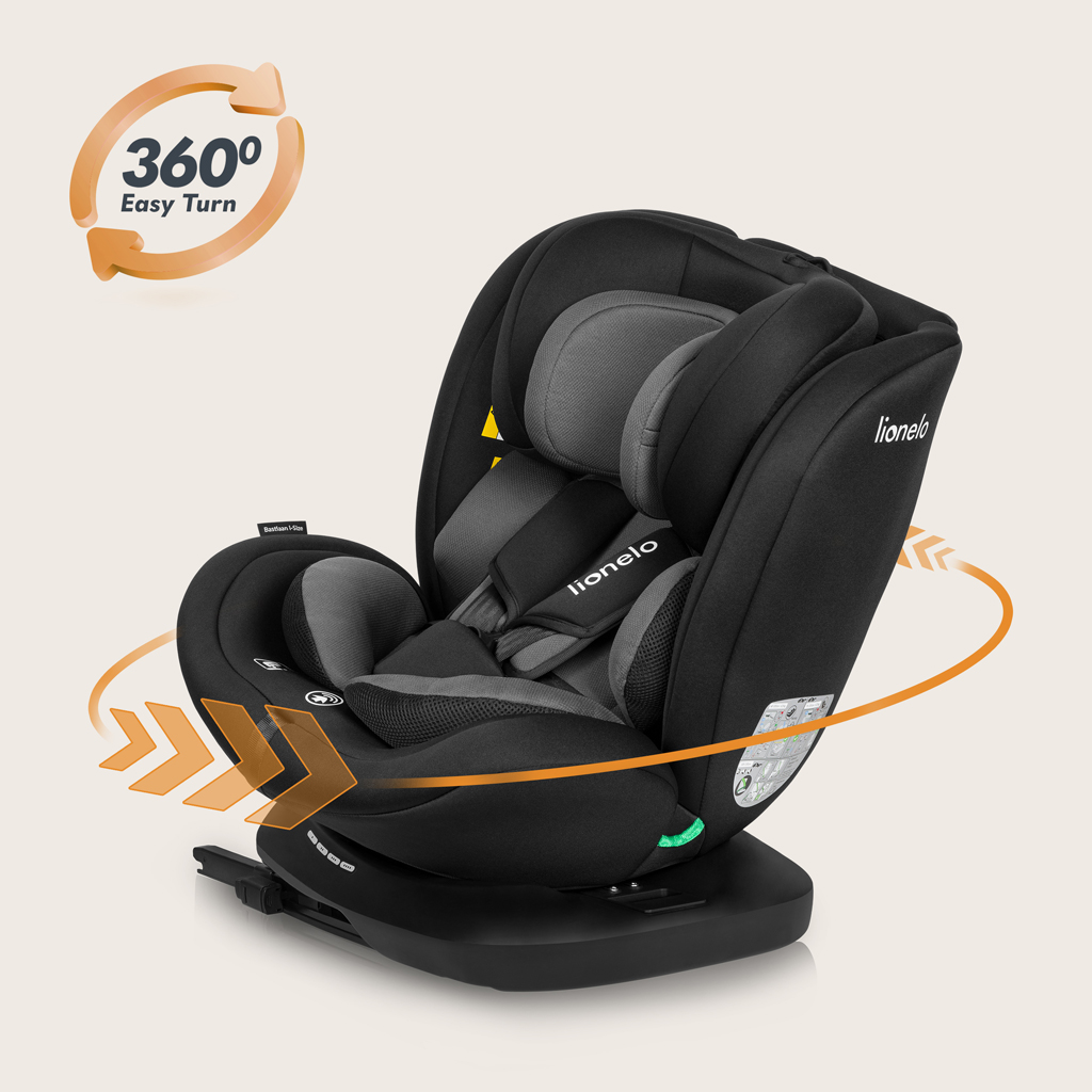 LIONELO Bastiaan i-Size autósülés (40-150 cm) Fekete Szürke