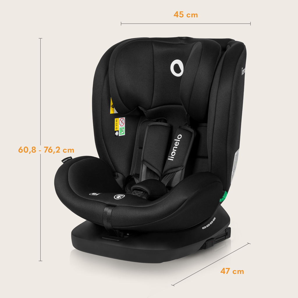 LIONELO Bastiaan i-Size autósülés (40-150 cm) Fekete Szürke