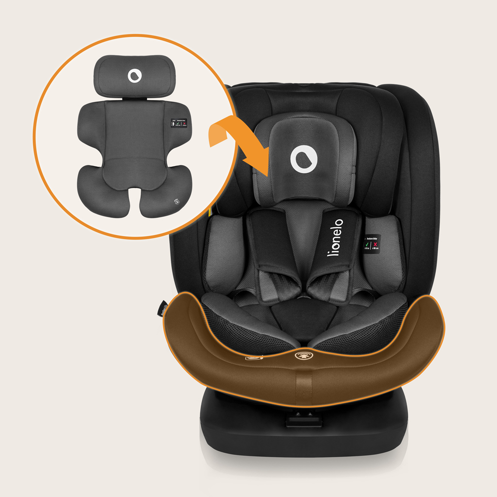 LIONELO Bastiaan i-Size autósülés (40-150 cm) Fekete Szürke