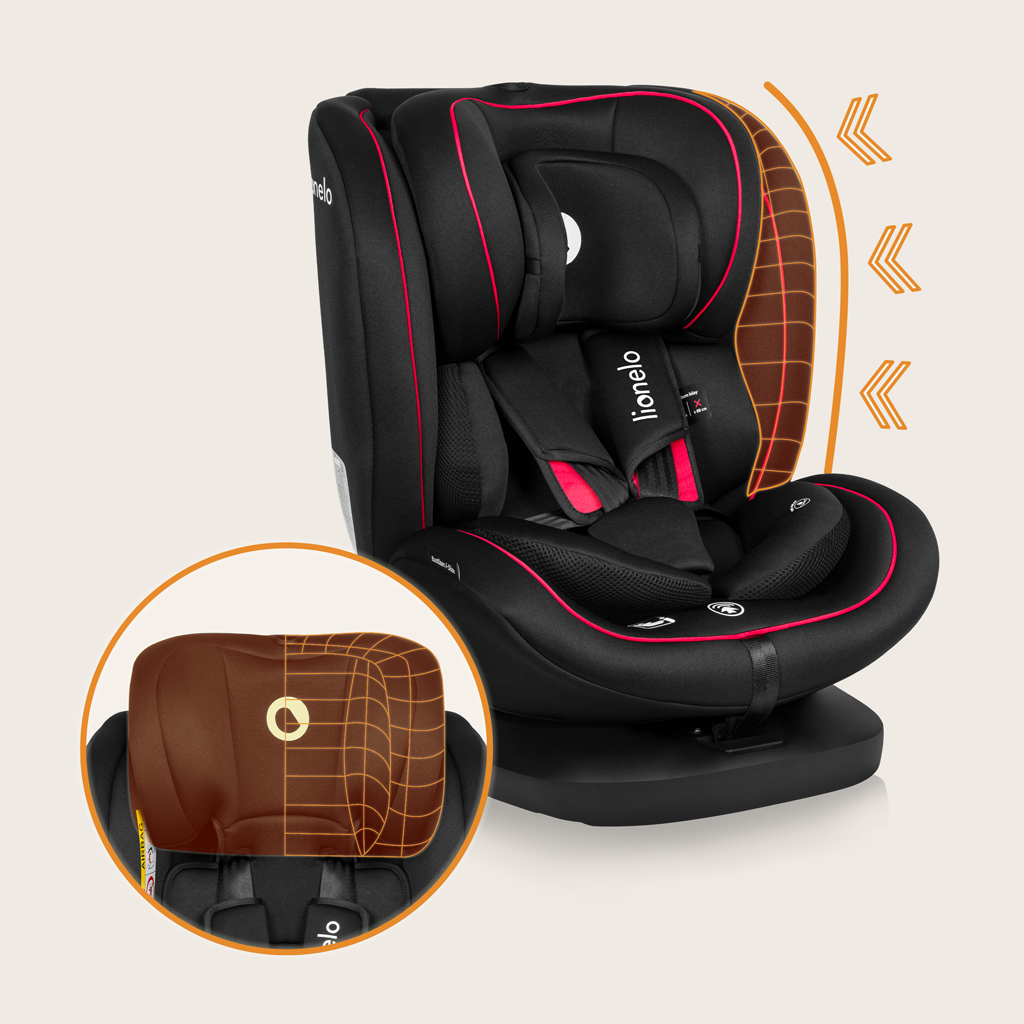 LIONELO Bastiaan i-Size autósülés (40-150 cm) Fekete Piros