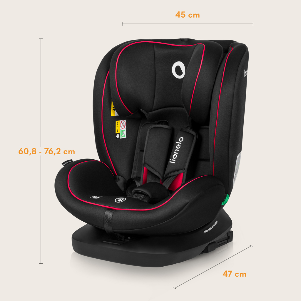 LIONELO Bastiaan i-Size autósülés (40-150 cm) Fekete Piros
