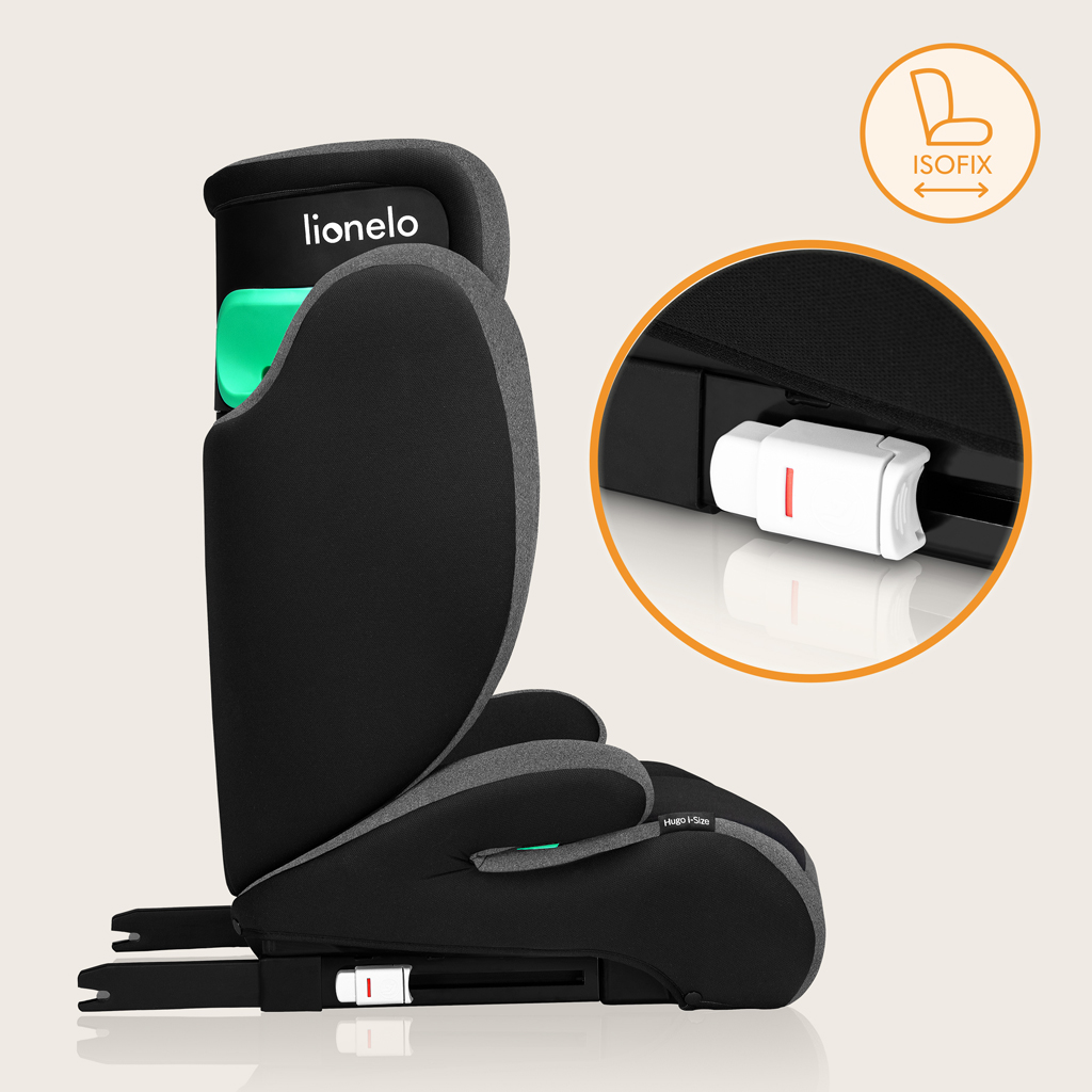 LIONELO Autósülés Hugo i-Size (100-150 cm) Fekete Szürke