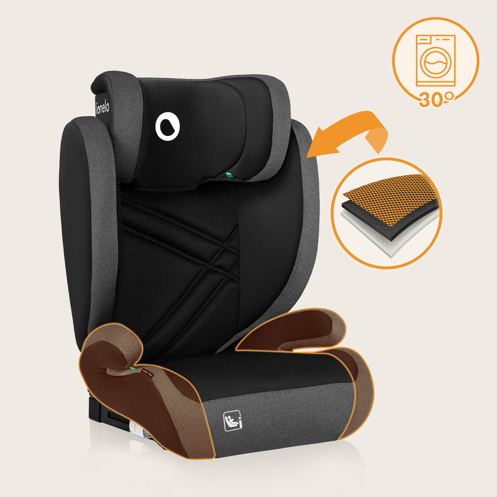 LIONELO Autósülés Hugo i-Size (100-150 cm) Fekete Szürke