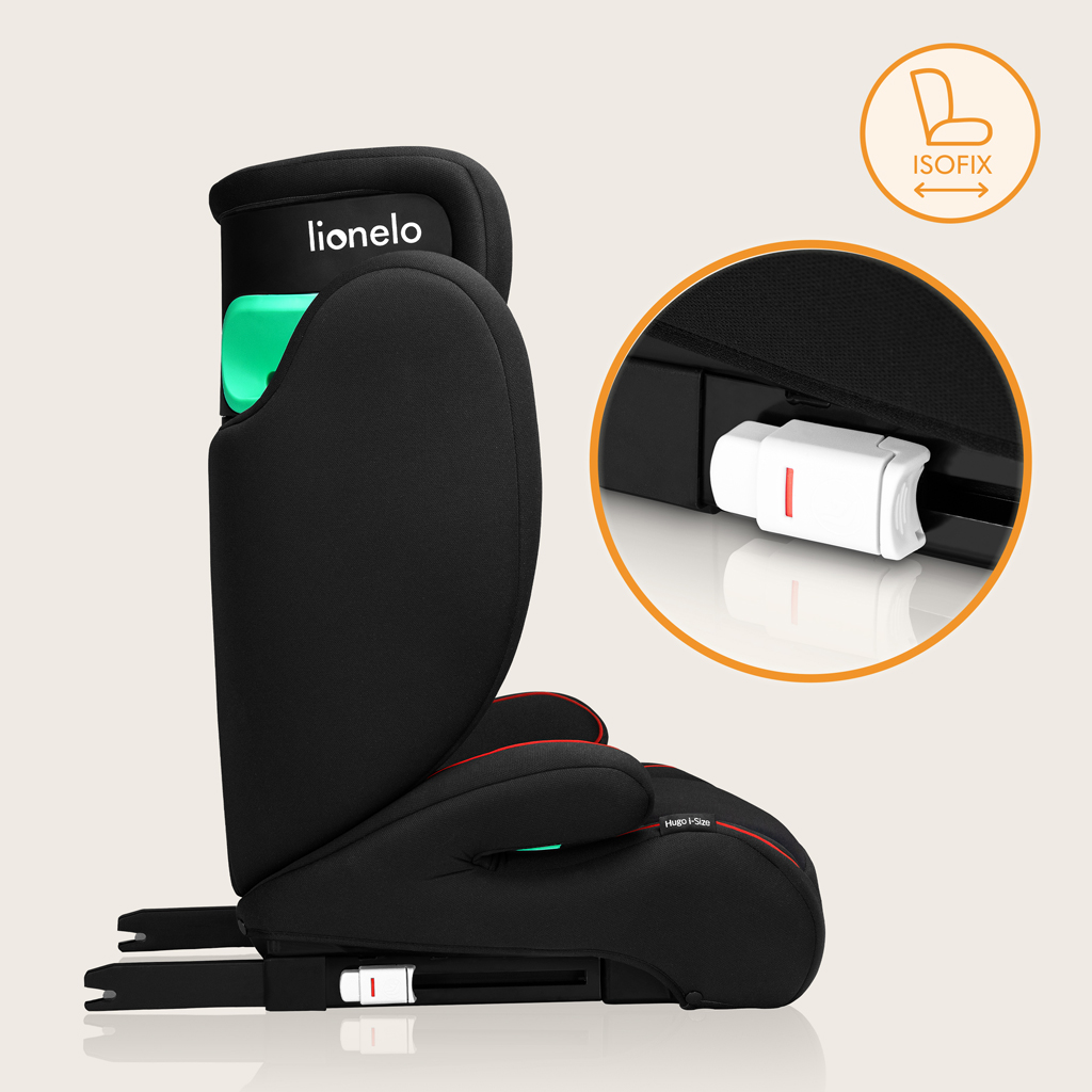 LIONELO Autósülés Hugo i-Size (100-150 cm) Sporty Fekete Piros