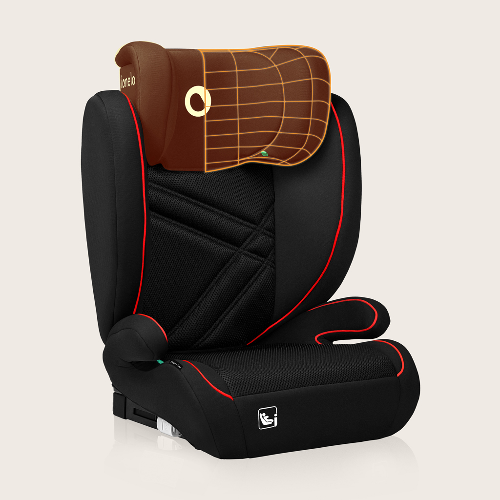 LIONELO Autósülés Hugo i-Size (100-150 cm) Sporty Fekete Piros