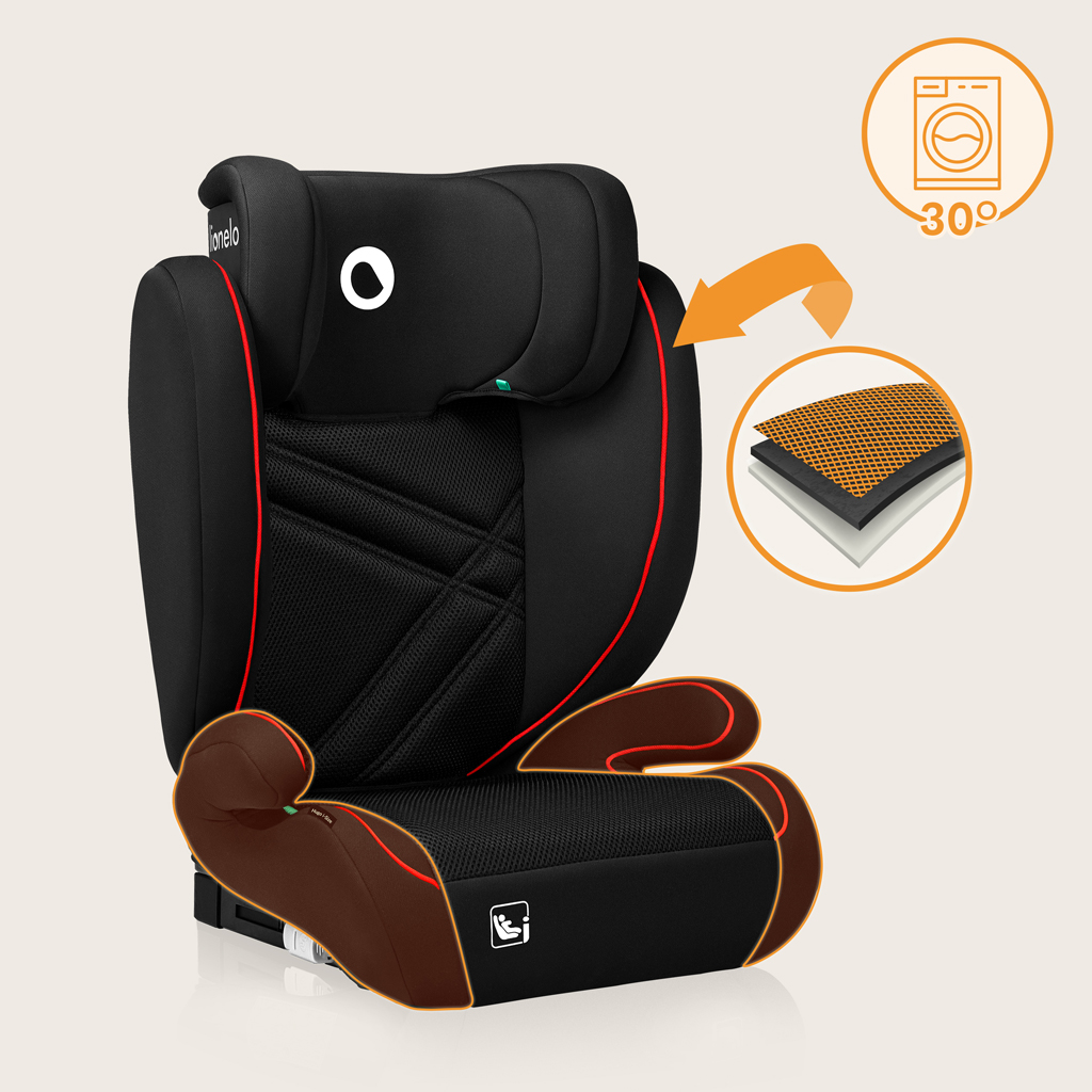 LIONELO Autósülés Hugo i-Size (100-150 cm) Sporty Fekete Piros