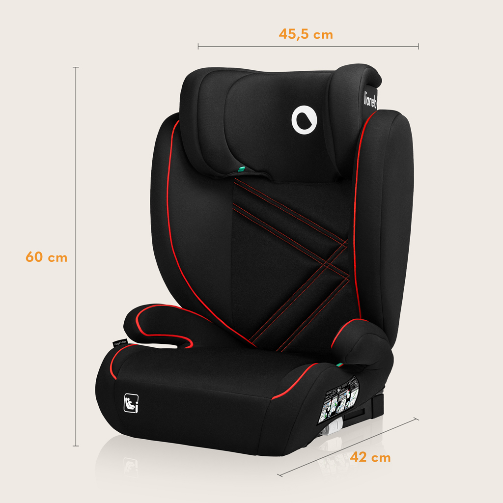 LIONELO Autósülés Hugo i-Size (100-150 cm) Sporty Fekete Piros