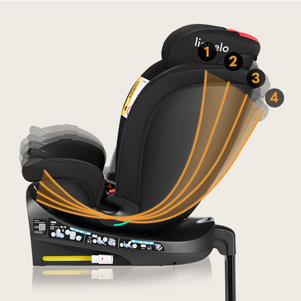 LIONELO Autósülés Navy i-Size (40-150 cm) Fekete Piros