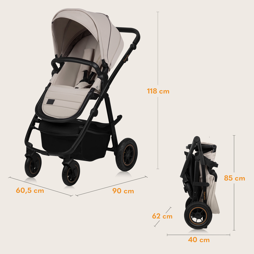 LIONELO Kombinált babakocsi Amber Plus 3 az 1-ben Bézs Homok