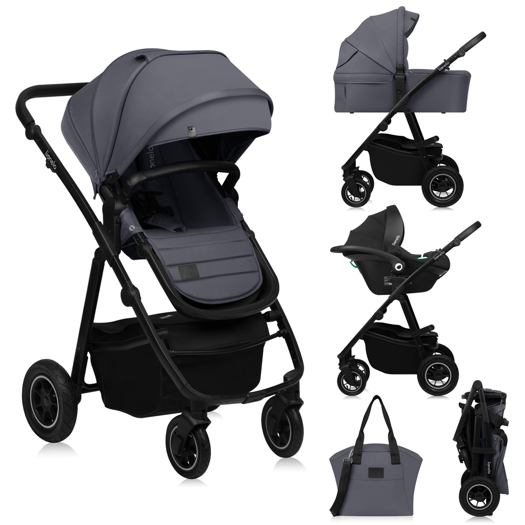 LIONELO Kombinált babakocsi Amber Plus 3 az 1-ben Szürke Grafit