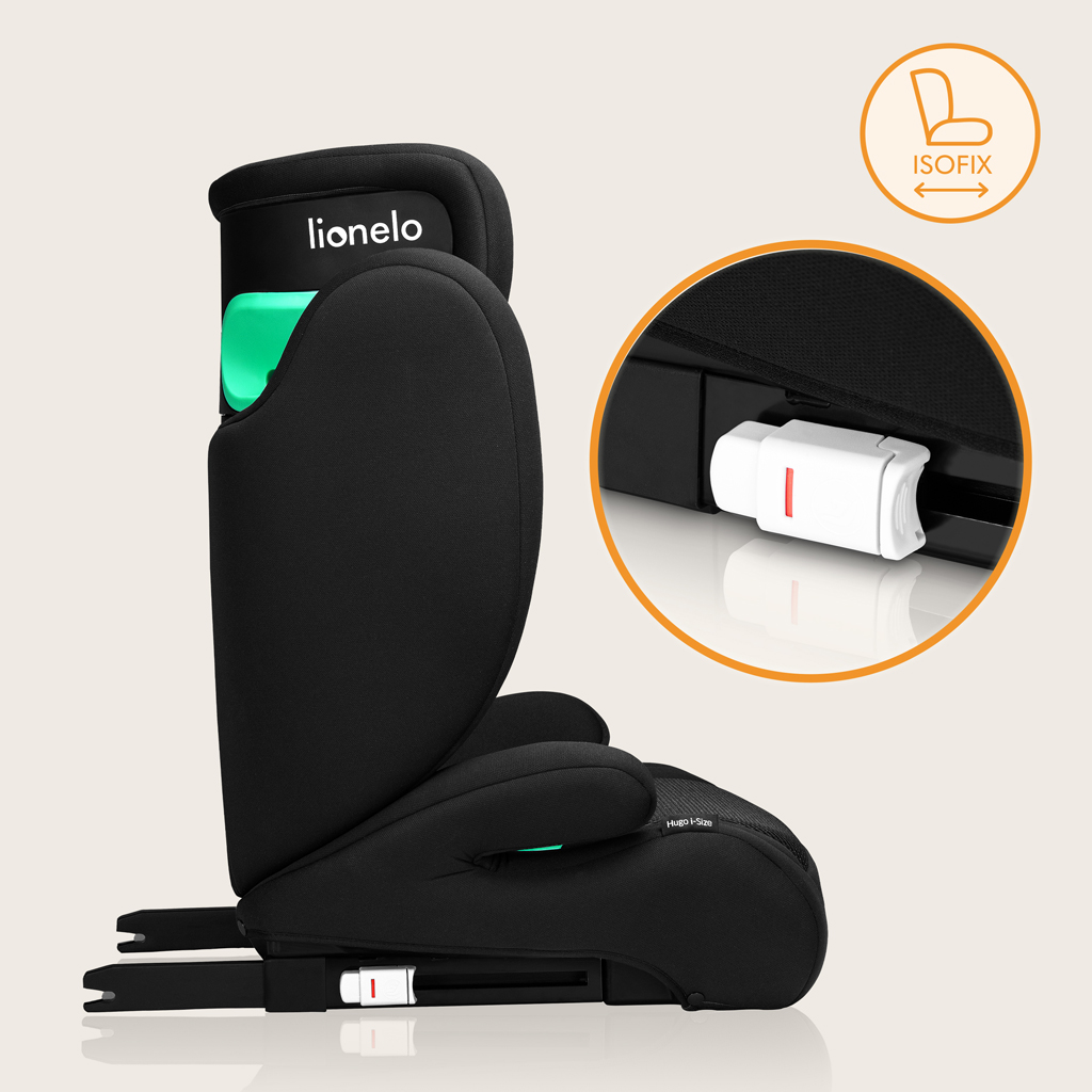 LIONELO Hugo i-Size autósülés (100-150 cm) Fekete Karbon