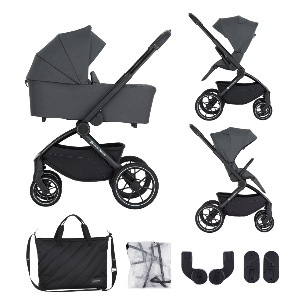 PETITE&MARS Kombinált babakocsi SCOUT 2in1 Anthracite Moon
