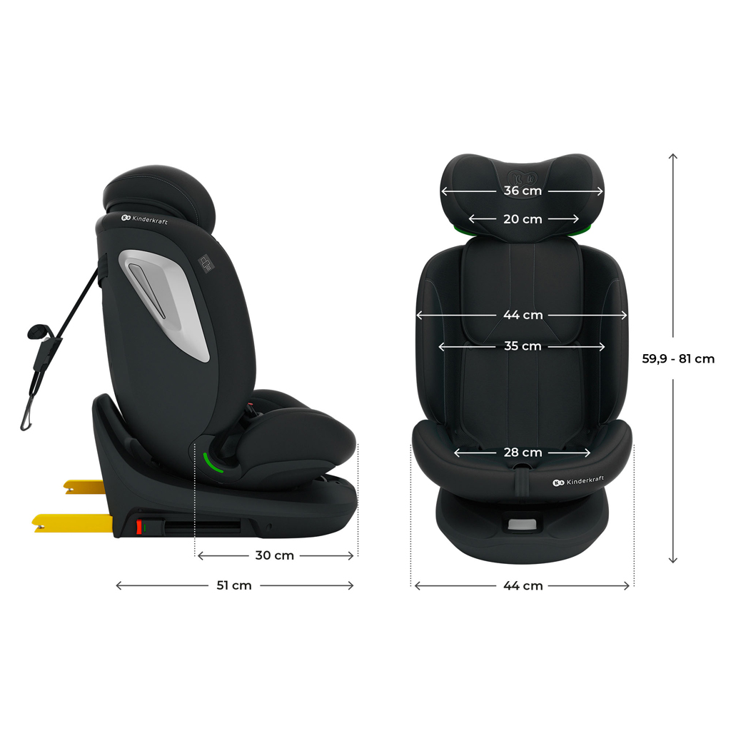 KINDERKRAFT i-Grow 2 Plus autósülés (40-150 cm) Fekete