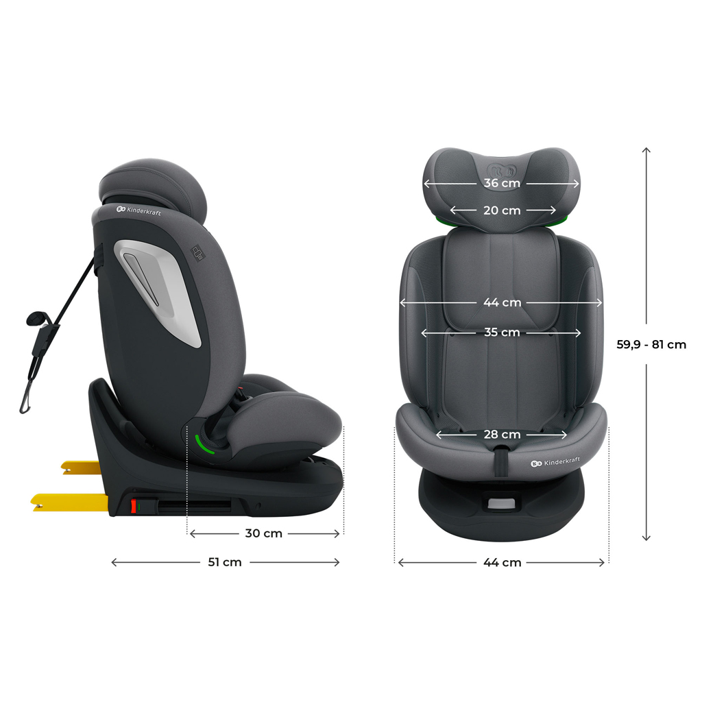 KINDERKRAFT Autósülés i-Grow 2 Plus (40-150 cm) Szürke