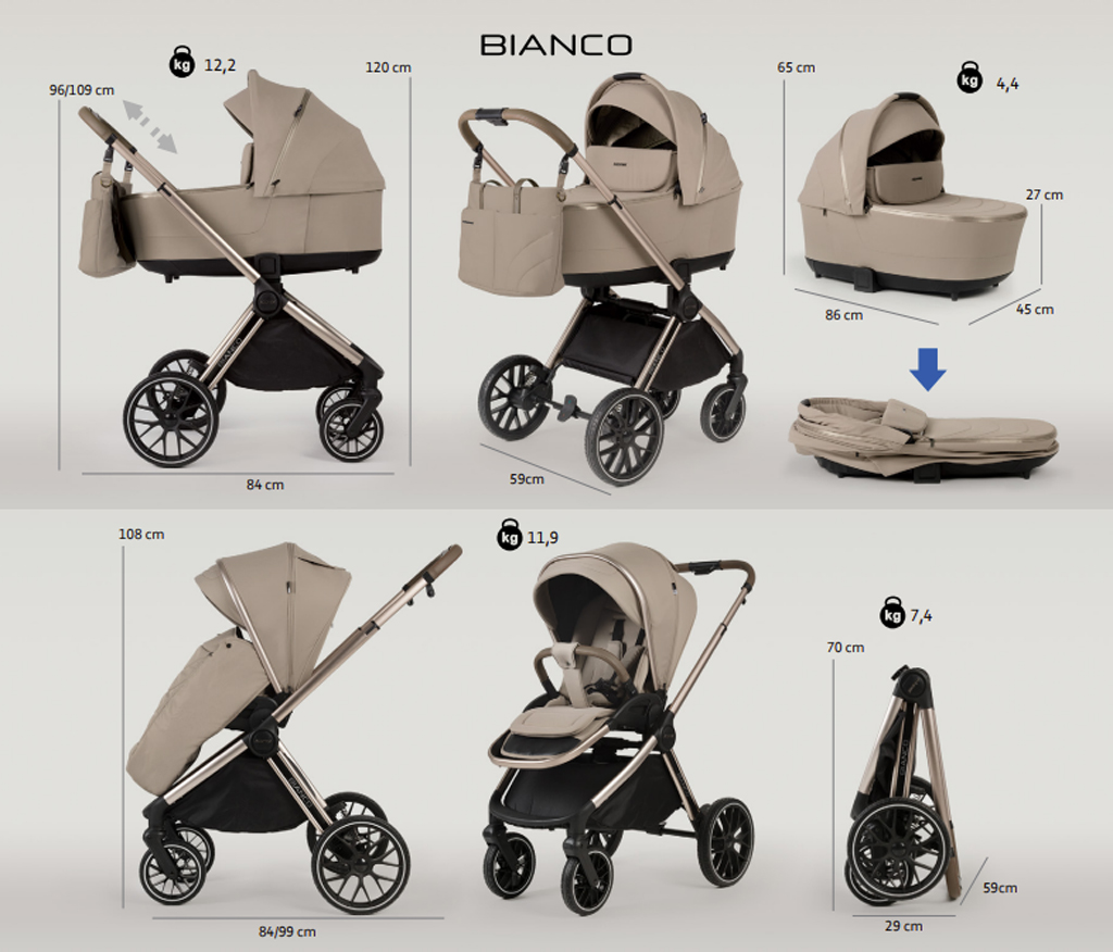 ADAMEX Kočík kombinovaný Bianco 9 Champagne Beige